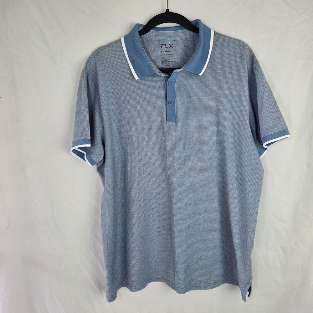 FLX Urban Commuter Polo Shirt Mens XL Blue Golf Tennis Athleisure Casual Friday